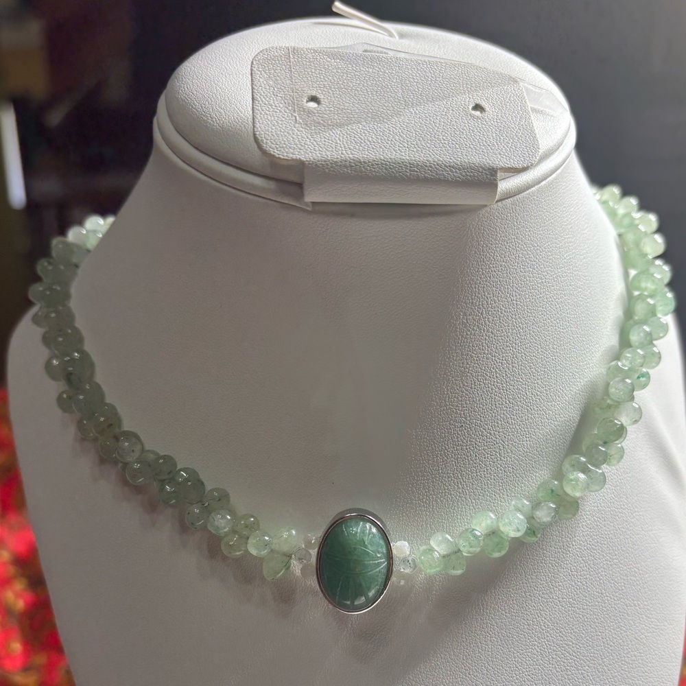 Handmade Green Scarab Necklace 16.5 inches - Picture 3 of 7